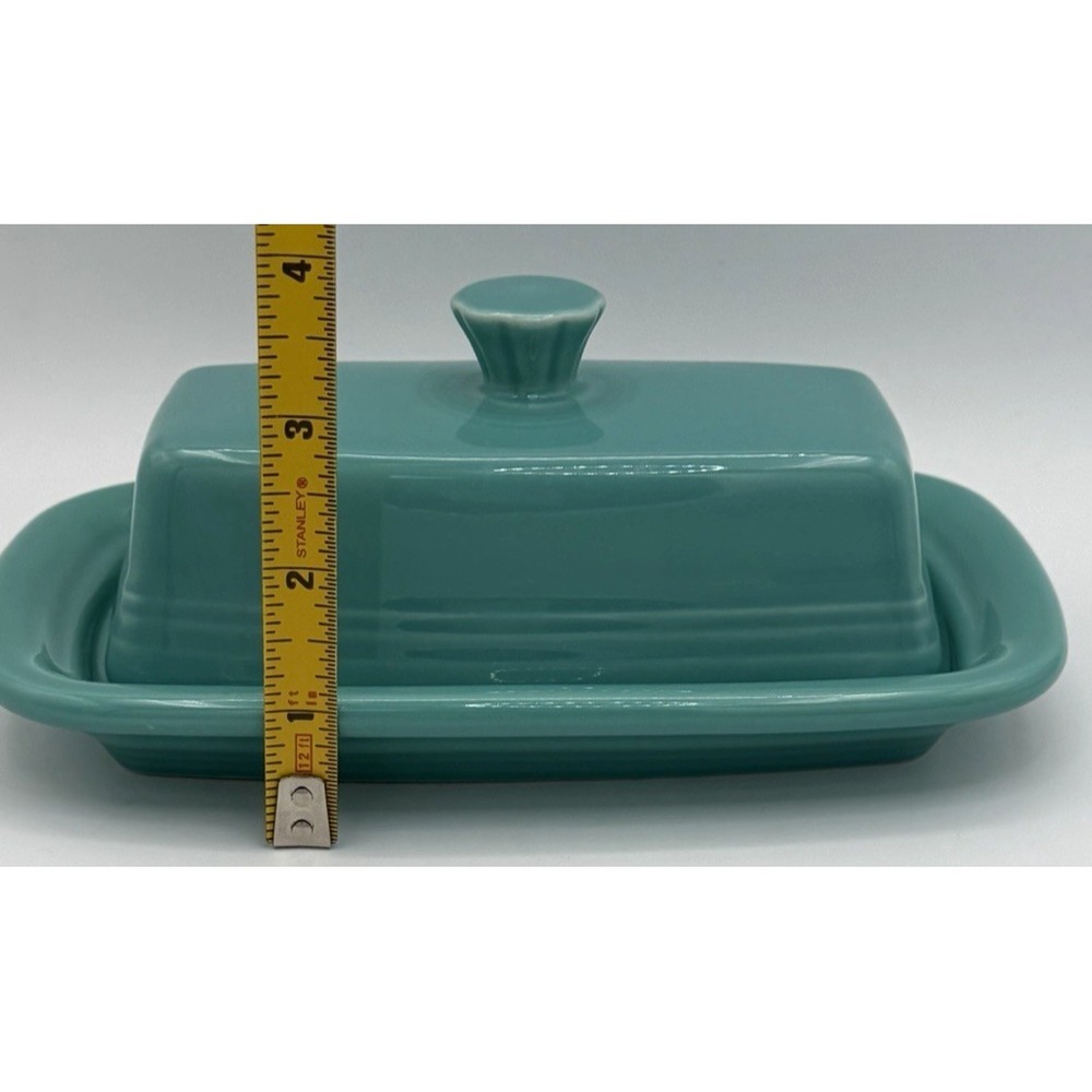 Fiestaware Turquoise Fiesta Covered Butter Dish New 8 1/8 X 5 1/8" EUC - Picture 6 of 6